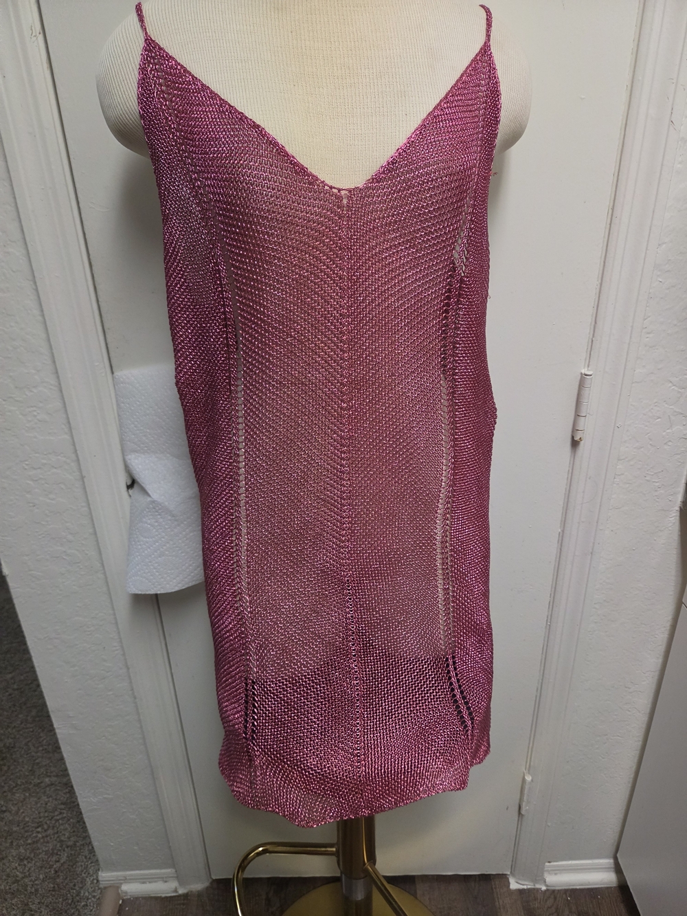 Nasty Gal Pink Metallic Knit Mini Dress